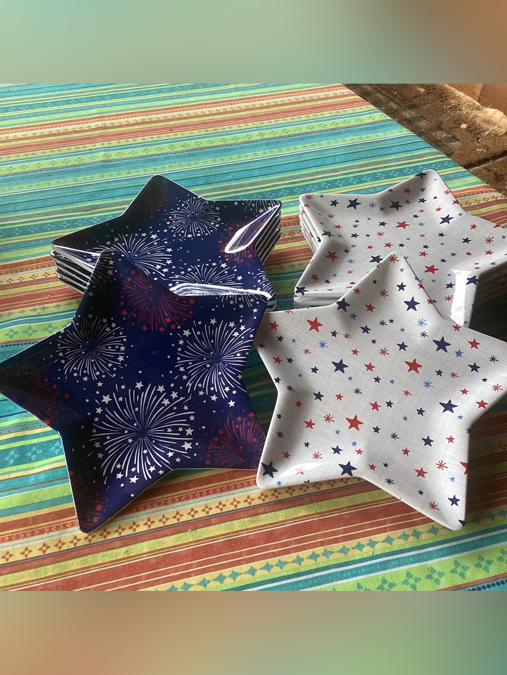 Sur La Table RWB Star Shaped Appetizer Plates - set of 12